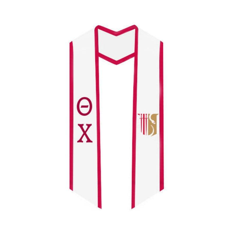 Theta Chi Trimmed Greek Lettered Graduation Stole W/ Crest - Graduation Seller