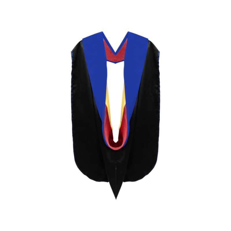Phd Doctor Hood Royal Blue Velvet - Red & Gold - Graduation Seller
