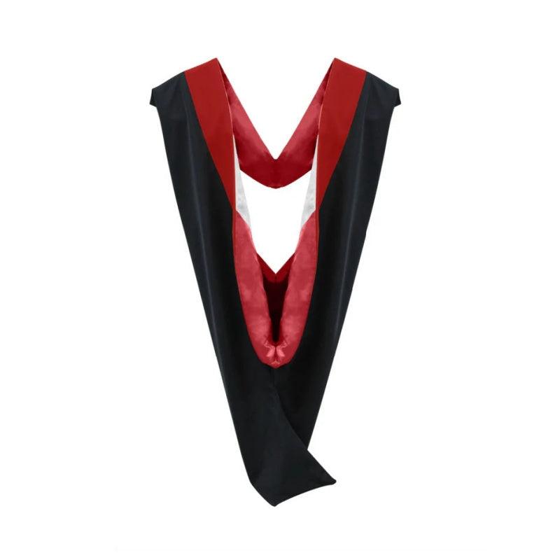 Deluxe Bachelors/Masters Hood - Scarlet Velvet, Red & White - Graduation Seller