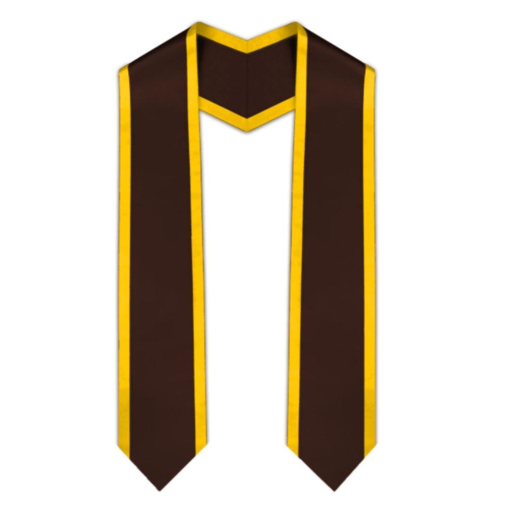 Brown Pointed Graduation Stole with Gold Trim - Graduation Seller