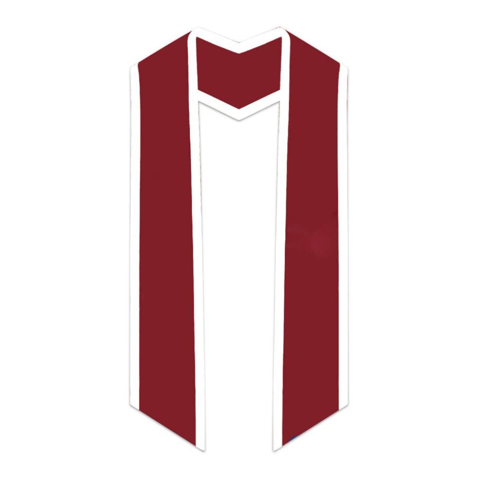 Crimson Slanted Graduation Stole with White Trim - Graduation Seller