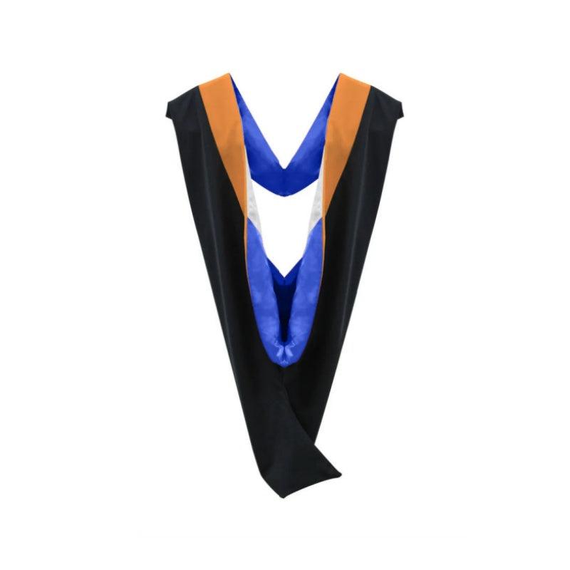 Deluxe Bachelors/Masters Hood - Apricot Velvet, Royal Blue & White - Graduation Seller