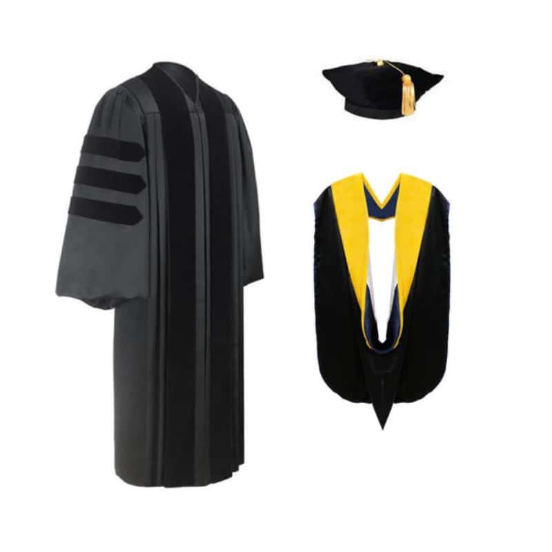 Deluxe Doctoral Graduation Tam, Gown & Hood Package - Graduation Seller