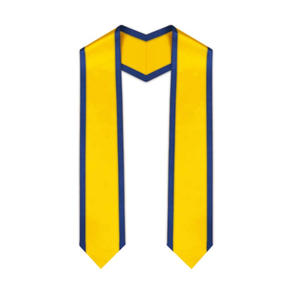 Gold Pointed Graduation Stole with Royal Blue Trim - Graduation Seller