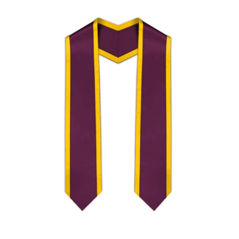 Maroon Pointed Graduation Stole with Gold Trim - Graduation Seller