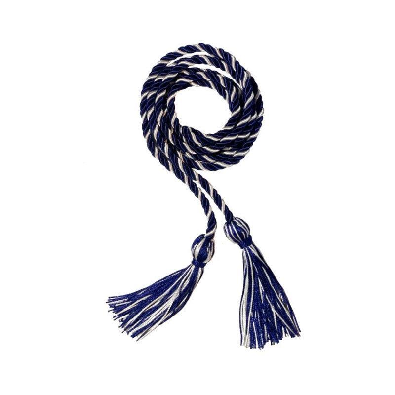 Navy Blue and White Intertwined Honor Cord - Graduation Seller