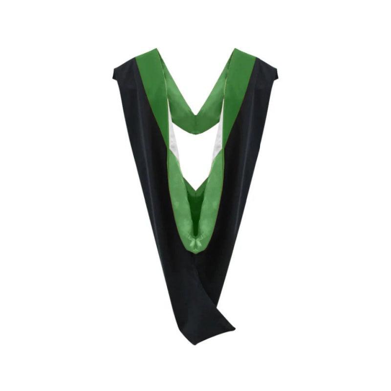 Deluxe Bachelors/Masters Hood - Kelly Green Velvet, Kelly Green & White - Graduation Seller