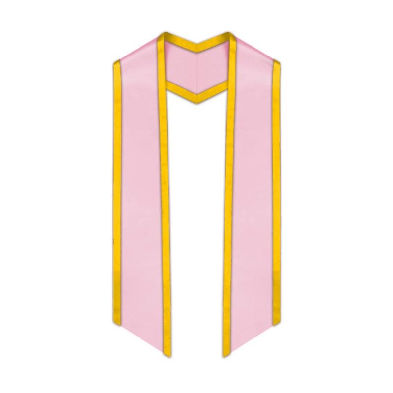 Pink Slanted Graduation Stole with Gold Trim - Graduation Seller