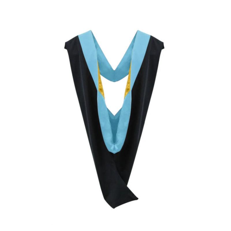 Deluxe Bachelors/Masters Hood - Light Blue Velvet, Light Blue & Golden Yellow - Graduation Seller