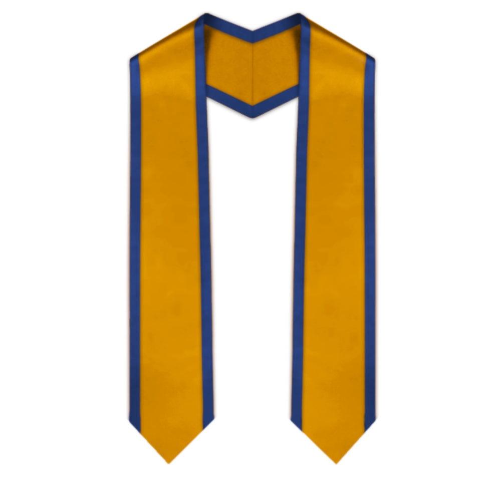 Antique Gold Pointed Graduation Stole with Royal Blue Trim - Graduation Seller