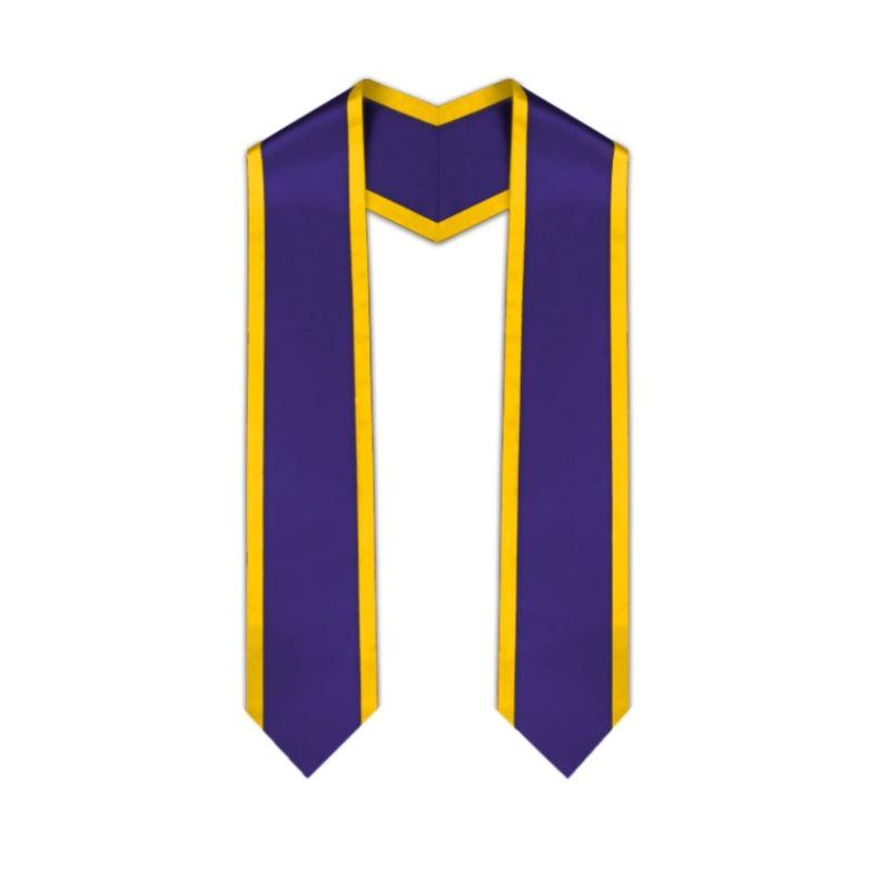 Purple Pointed Graduation Stole with Gold Trim - Graduation Seller
