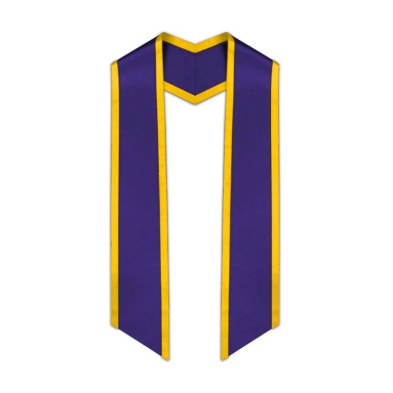 Purple Slanted Graduation Stole with Gold Trim - Graduation Seller