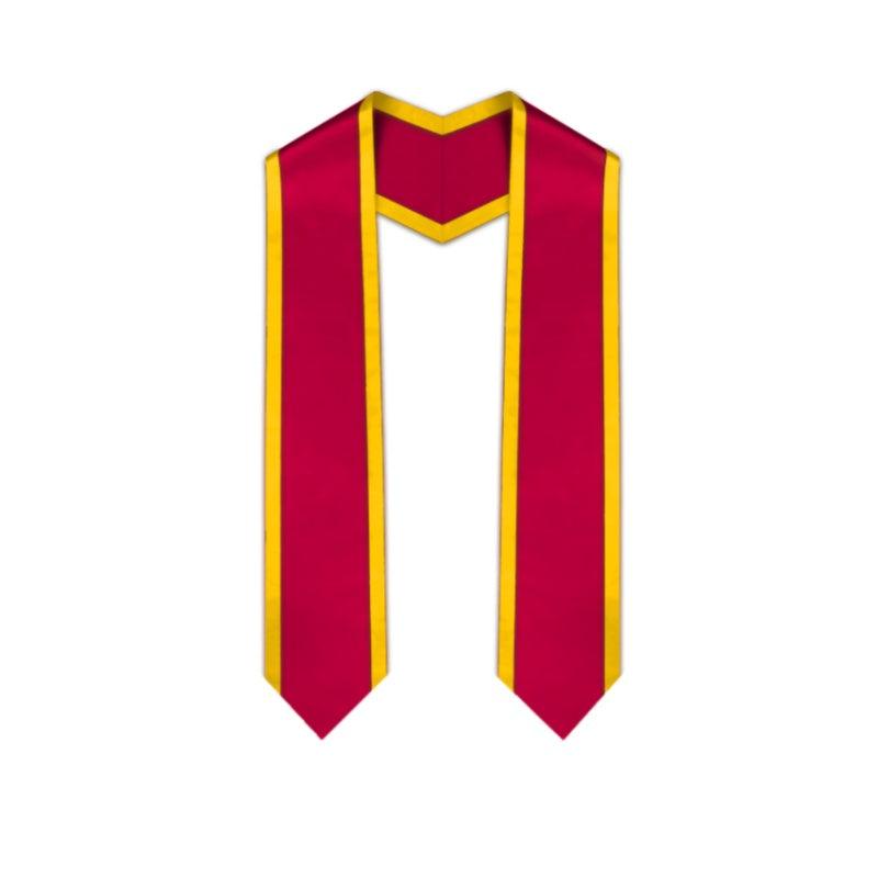 Red Pointed Graduation Stole with Gold Trim - Graduation Seller