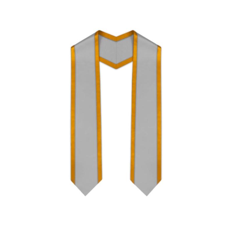 Silver Pointed Graduation Stole with Antique Gold Trim - Graduation Seller