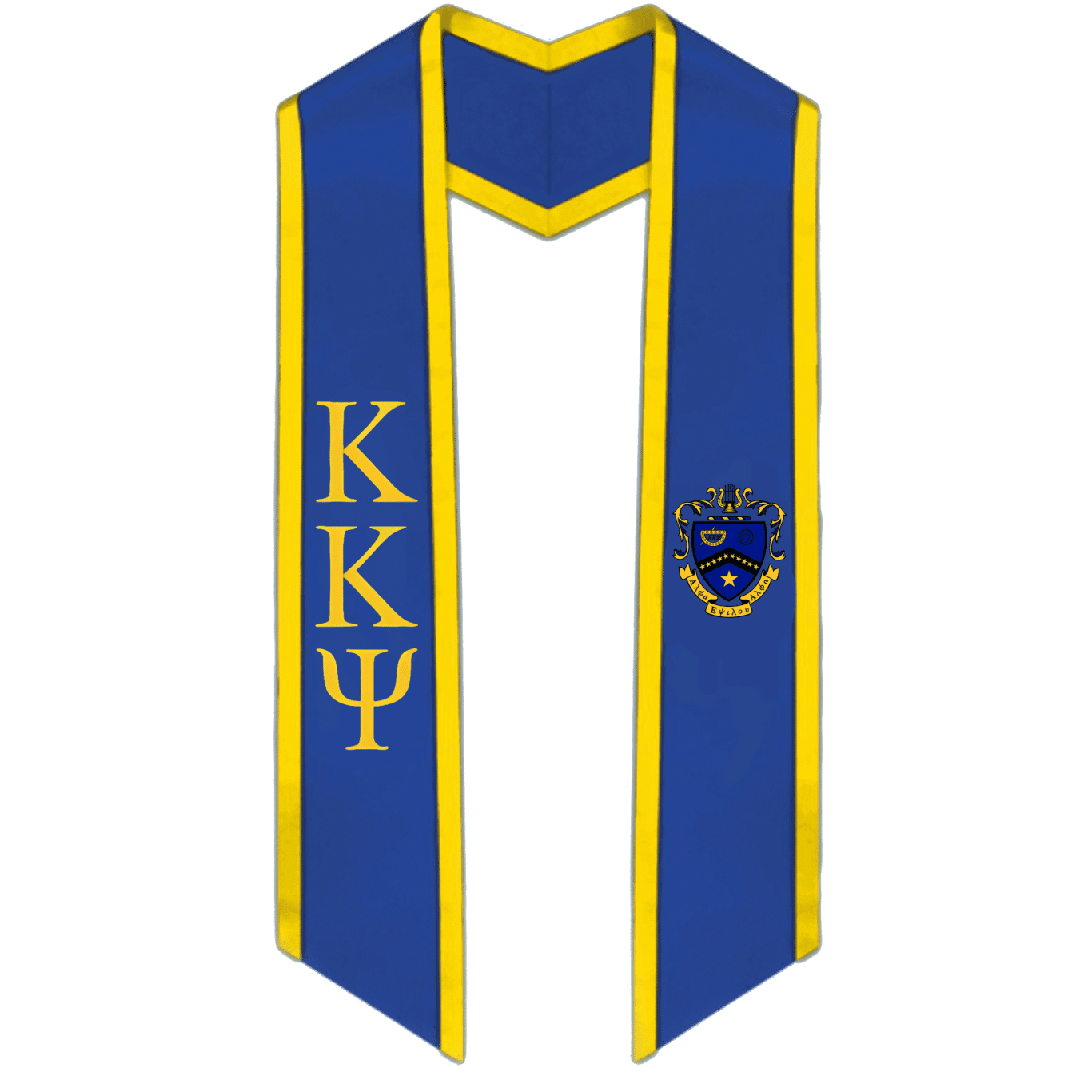 Kappa Kappa Psi Trimmed Greek Lettered Graduation Stole w/ Crest - Graduation Seller