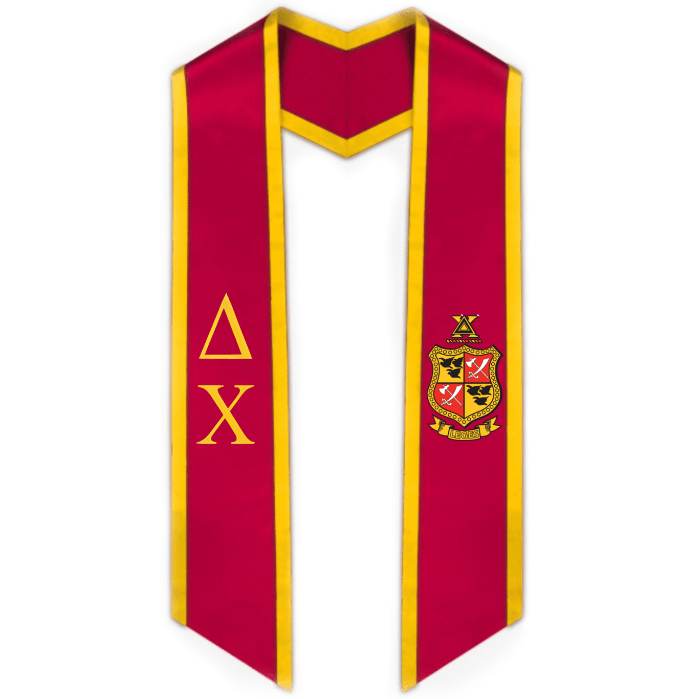 Delta Chi Trimmed Greek Lettered Graduation Stole w/ Crest - Graduation Seller