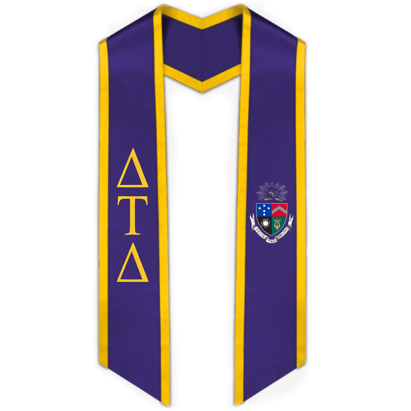 Delta Tau Delta Trimmed Greek Lettered Graduation Stole W/ Crest - Graduation Seller