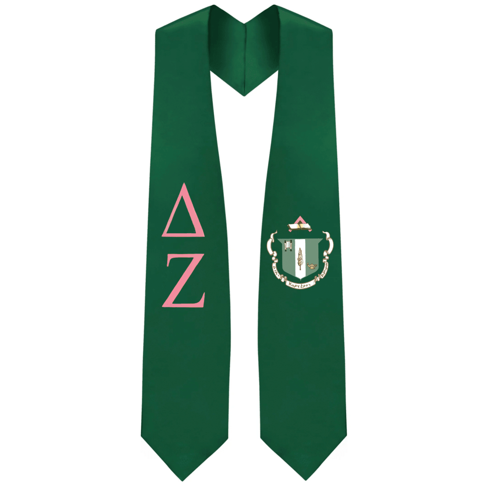 Delta Zeta Greek Lettered Graduation Stole w/ Crest - Graduation Seller