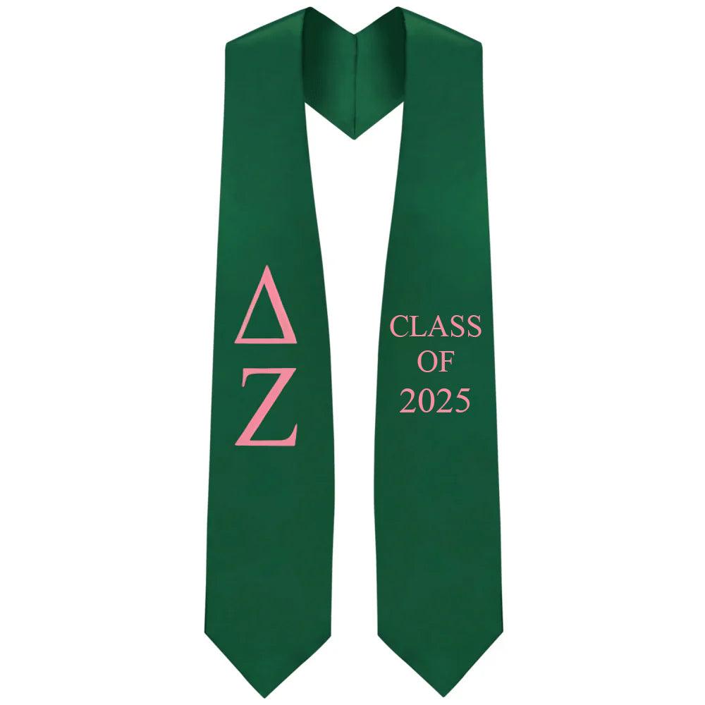 Delta Zeta Greek Lettered Stole w/ Year - Graduation Seller