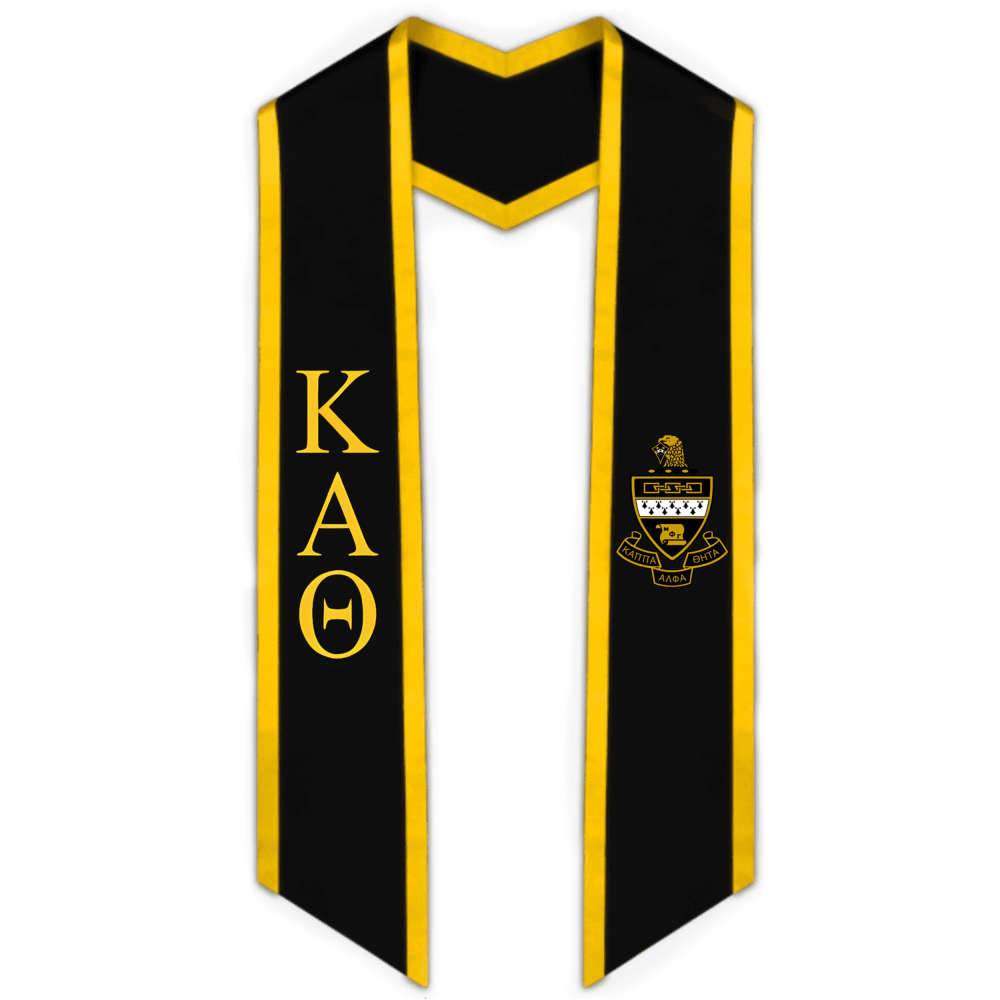 Kappa Alpha Theta Trimmed Greek Lettered Graduation Stole w/ Crest - Graduation Seller