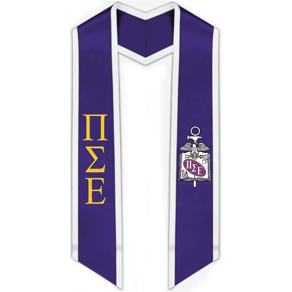 Pi Sigma Epsilon Trimmed Greek Lettered Graduation Stole w/ Crest - Graduation Seller