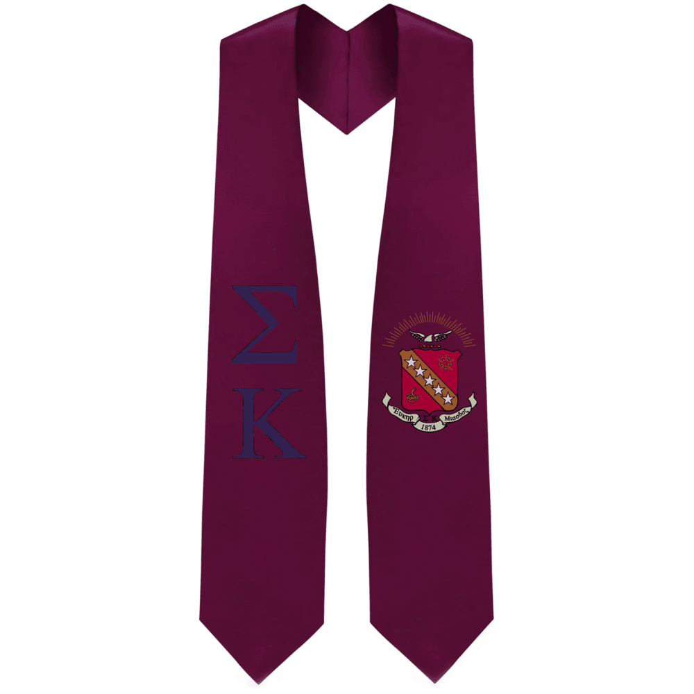 Sigma Kappa Greek Lettered Graduation Stole W/ Crest - Graduation Seller