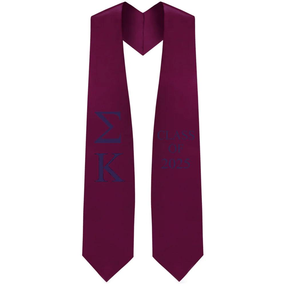 Sigma Kappa Lettered Stole W/ Year - Graduation Seller