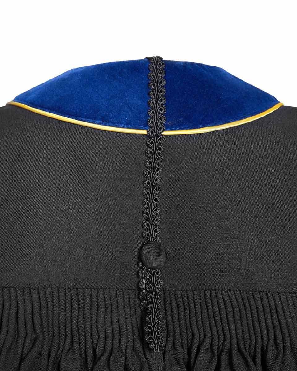 Deluxe Doctoral Academic Gown Only - PhD Blue with Gold Piping - Graduation Seller