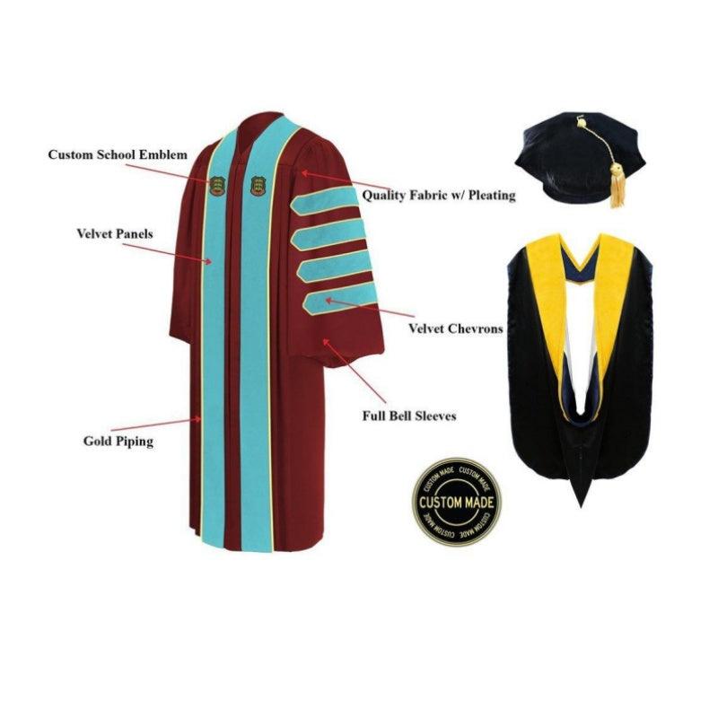 Custom Doctoral Graduation Tam, Gown & Hood Package Doctorate Regalia - Graduation Seller