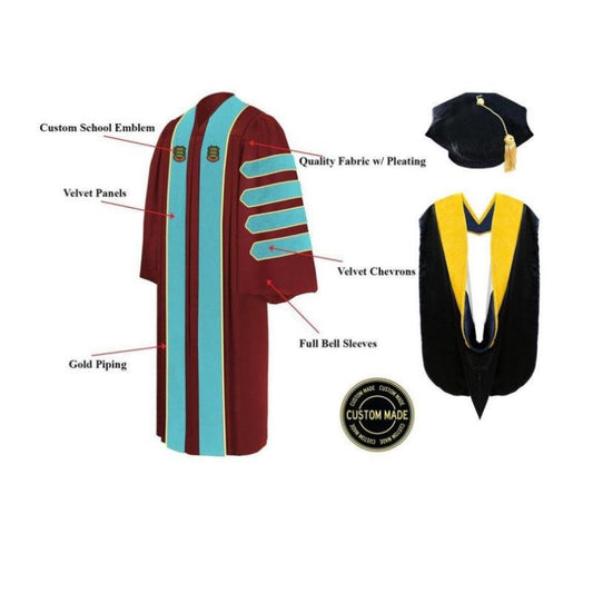 Custom Doctoral Graduation Tam, Gown & Hood Package Doctorate Regalia - Graduation Seller