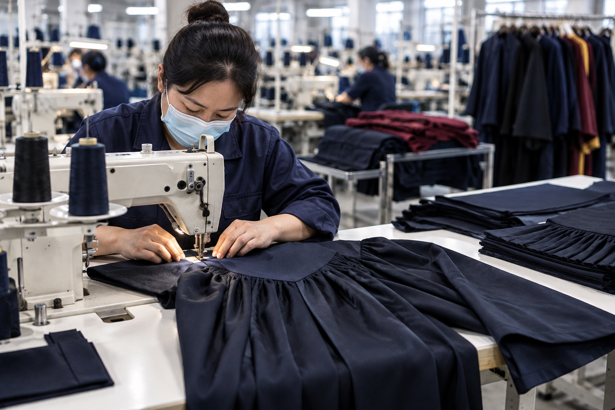 Academic gown sewing and assembly