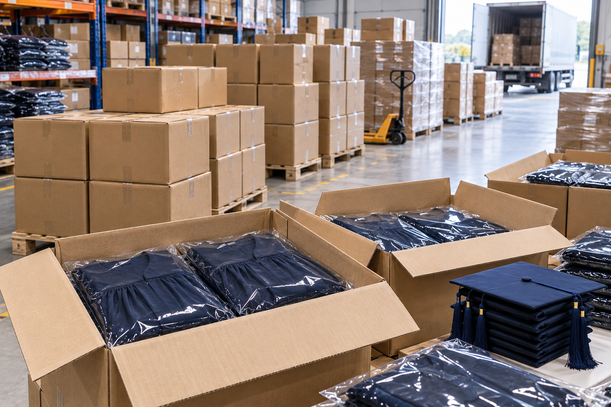 Academic apparel ready for shipment