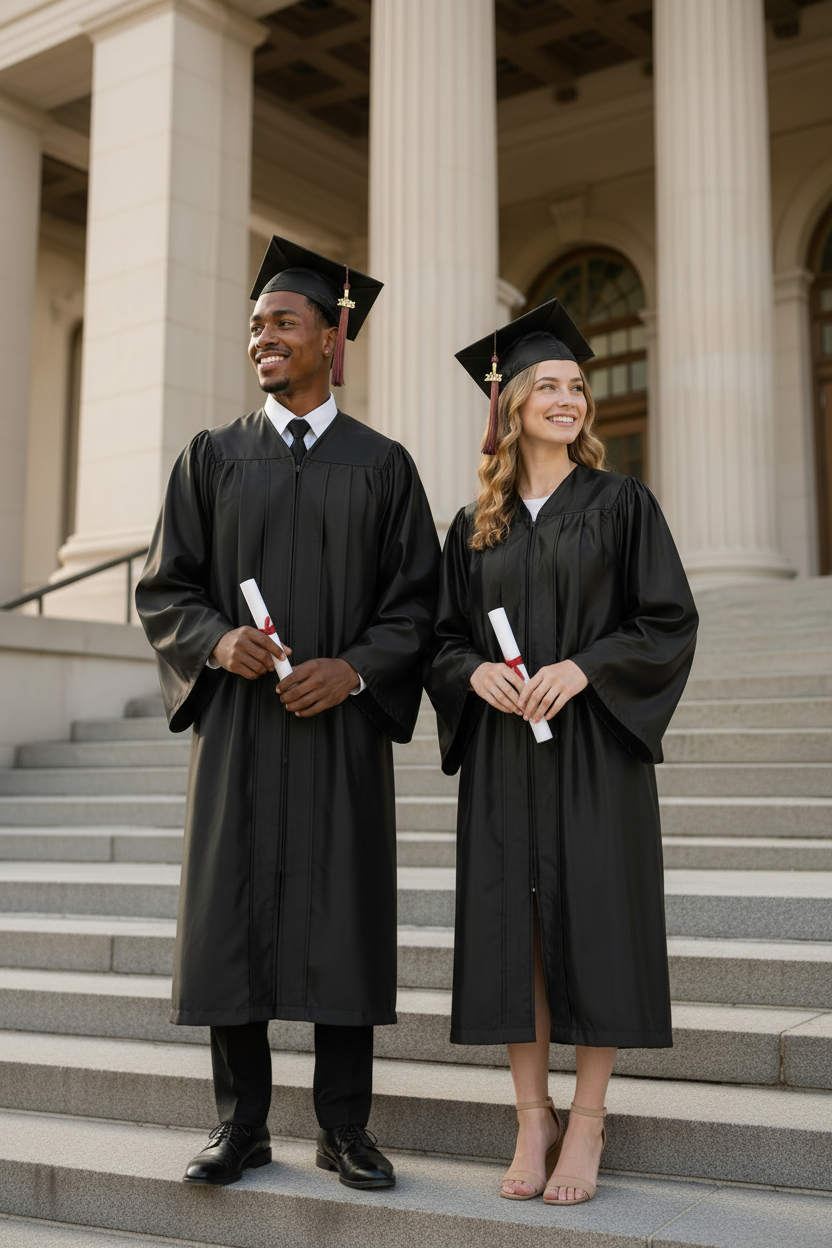 10 Colors Matte Graduation Caps and Gowns - HD