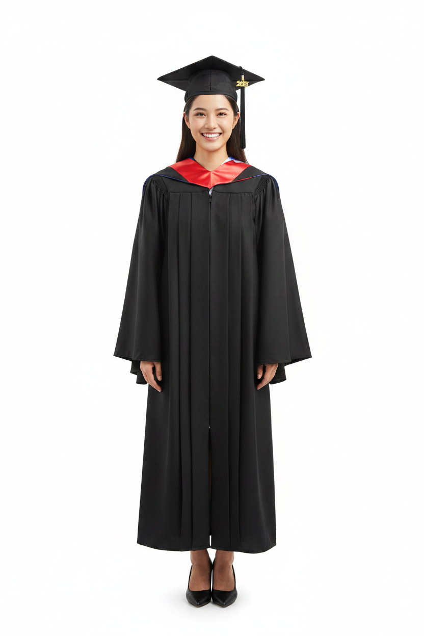 10 Deluxe Black Bachelors Cap Gown Hood Package
