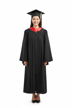 10 Deluxe Black Bachelors Graduation Cap, Gown & Hood Package