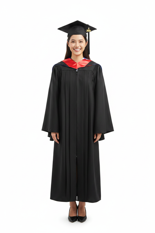 10 Deluxe Black Bachelors Cap Gown Hood Package