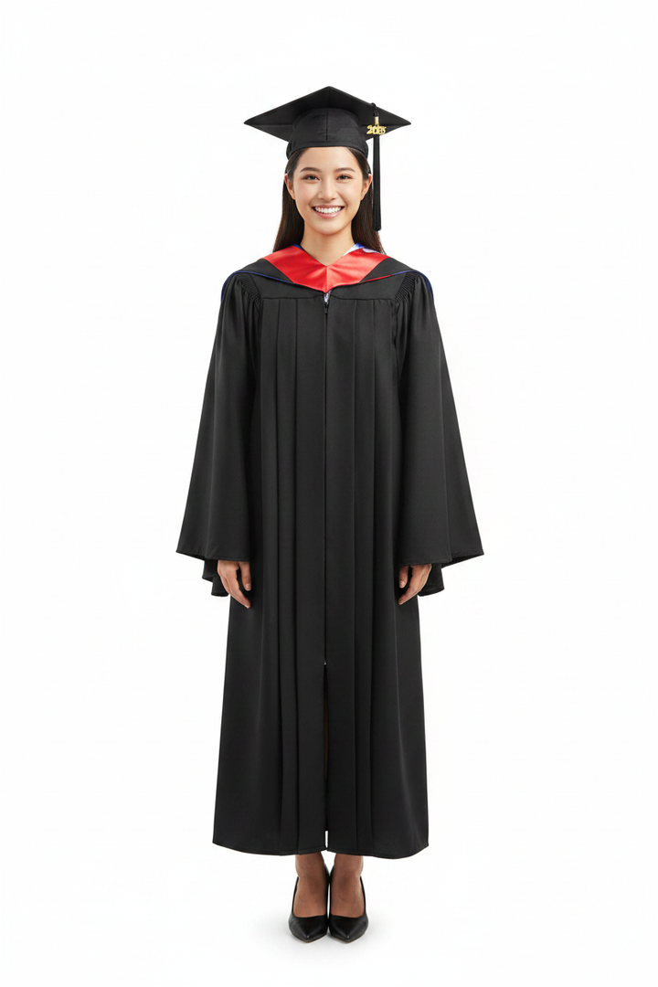 10 Deluxe Black Bachelors Cap Gown Hood Package