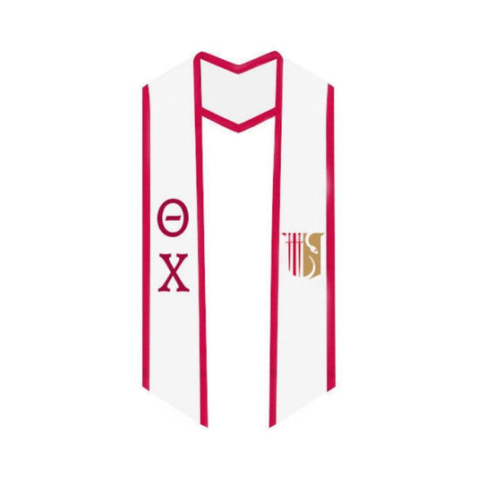 Theta Chi Trimmed Greek Lettered Graduation Stole W/ Crest - Graduation Seller