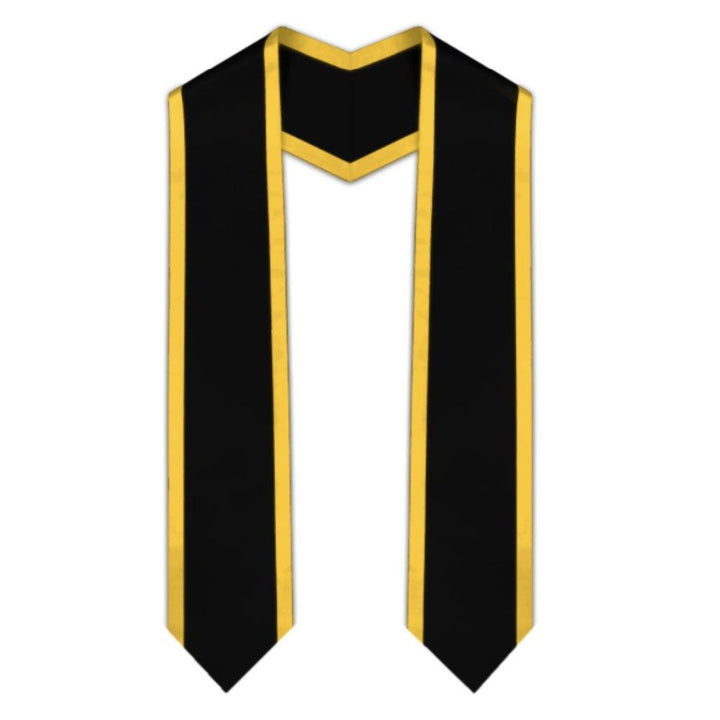 Black Pointed Graduation Stole with Gold Trim - Graduation Seller