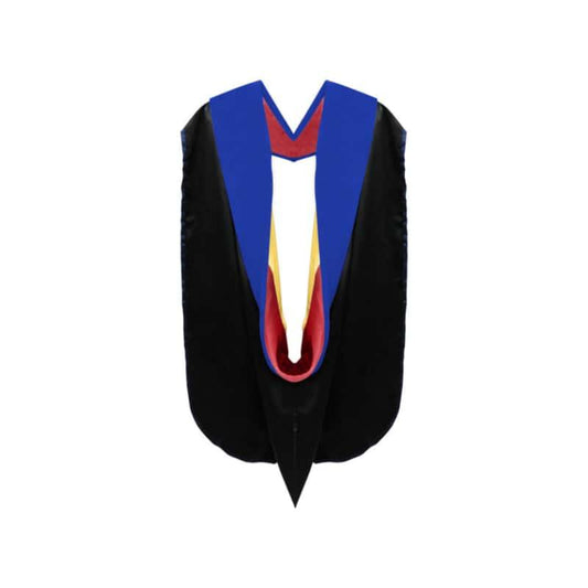 Phd Doctor Hood Royal Blue Velvet - Red & Gold - Graduation Seller