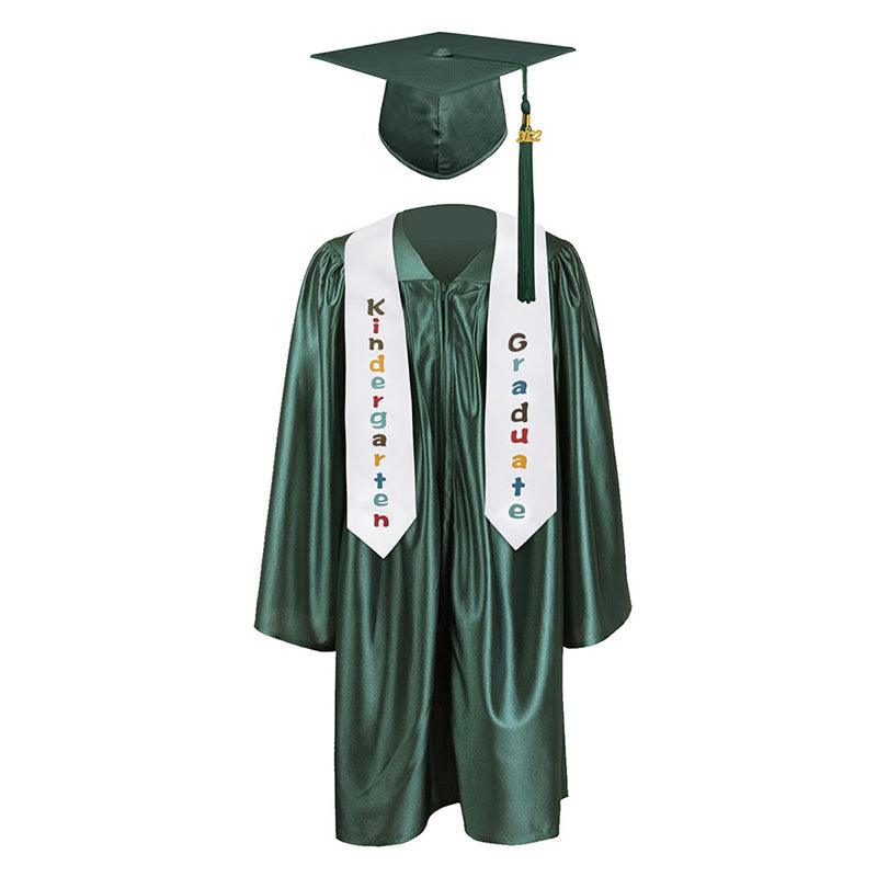 12 Colors shiny Kindergarten/Preschool Graduation Set – Gown, Cap, Stole, Tassel - Graduation Seller