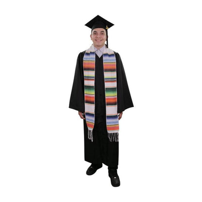 White Mexican Serape Graduation Stole/Sash - Graduation Seller