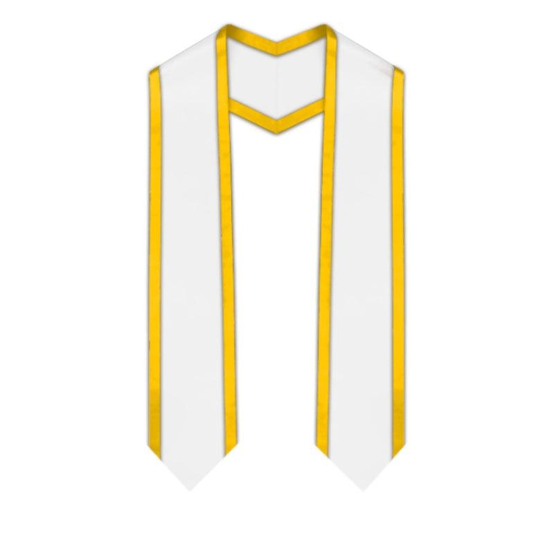 White Pointed Graduation Stole with Gold Trim - Graduation Seller
