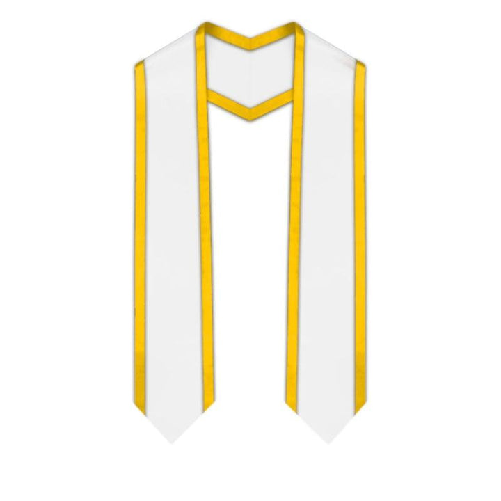 White Pointed Graduation Stole with Gold Trim - Graduation Seller