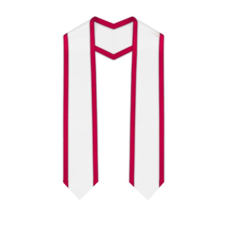 White Pointed Graduation Stole with Red Trim - Graduation Seller