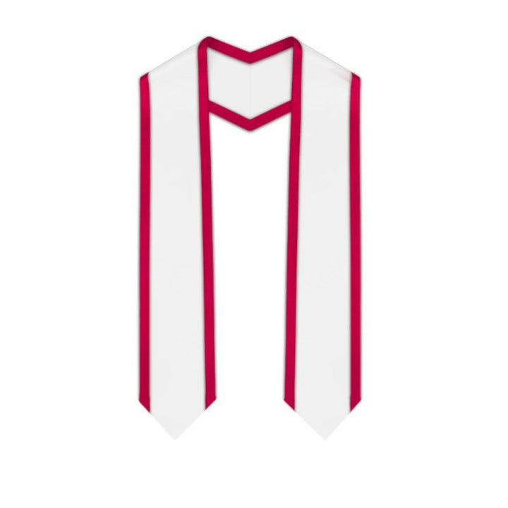 White Pointed Graduation Stole with Red Trim - Graduation Seller