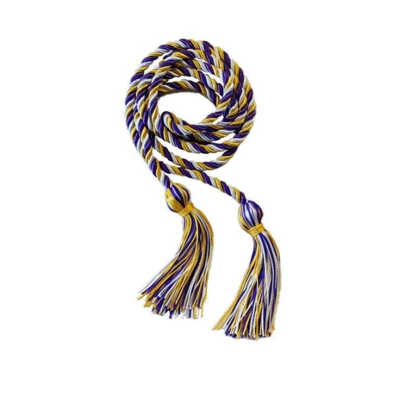 Gold, Purple and White Intertwined Honor Cord - Graduation Seller