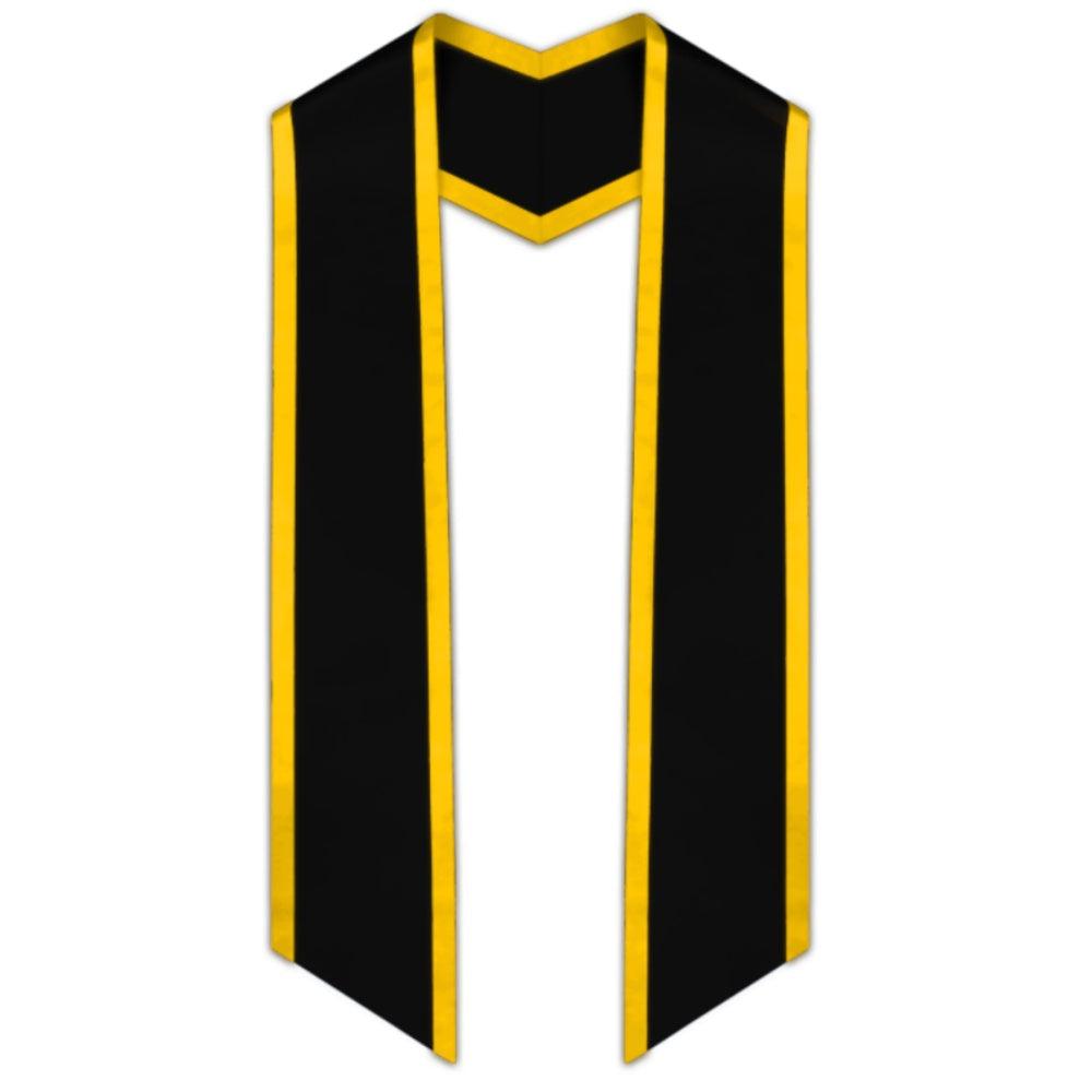 Black Slanted Graduation Stole with Gold Trim - Graduation Seller