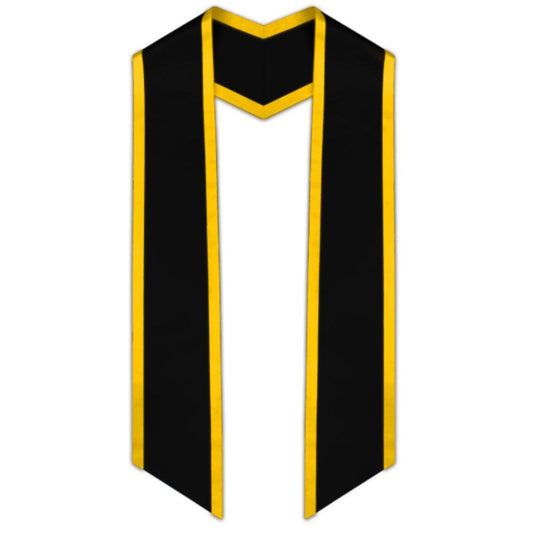 Black Slanted Graduation Stole with Gold Trim - Graduation Seller