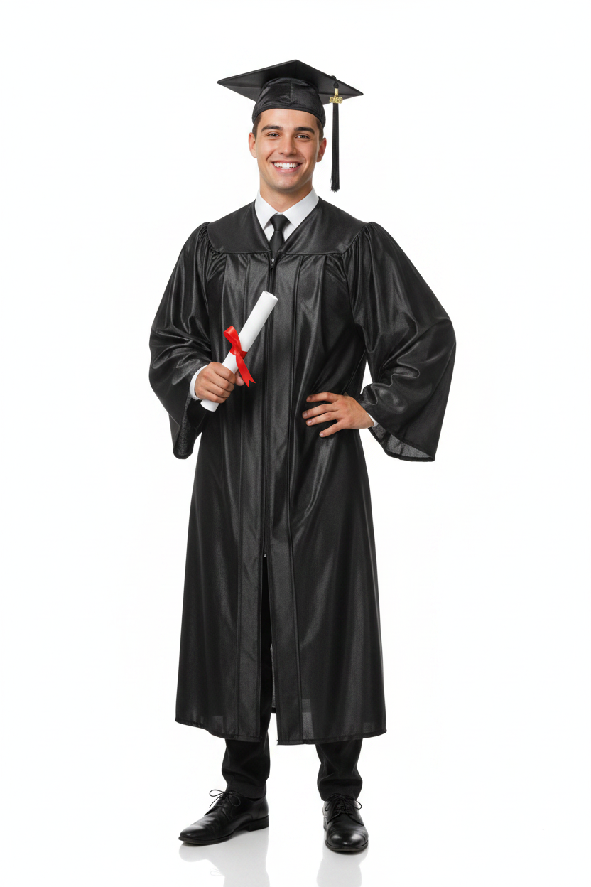 12 Colors Shiny Bachelors Cap and Gown